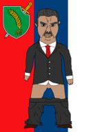 angry brown_skin closed_mouth clothes ear flag flag:serbia grey_hair hair logo looking_at_you micropenis mustache necktie nsfw penis political_party politics serbia shield small_penis soyjak subvariant:chudjak_front suit sword variant:chudjak wheat world_war_2 yugoslav_national_movement zbor // 1500x1947 // 163.2KB