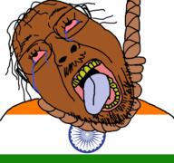 aids bloodshot_eyes brown_skin clothes country crying flag glasses hair hanging india indian meta:tagme monkeypox mustache open_mouth poop rope soyjak stubble suicide tongue variant:bernd yellow_teeth // 768x719 // 110.1KB
