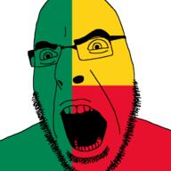 angry benin country flag glasses open_mouth soyjak stubble variant:cobson // 721x720 // 11.5KB