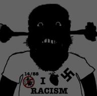 1488 angry arm beard black_skin clothes compression fume glasses happy_merchant heart i_love judaism nazism no_symbol open_mouth racism soyjak swastika tshirt variant:science_lover // 800x789 // 18.4KB