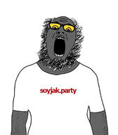 beard clothes glasses grey_skin hairy open_mouth soot soot_colors soyjak soyjak_party tshirt variant:ignatius // 656x748 // 109.1KB