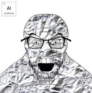aluminum angry chemistry element glasses mirrored open_mouth soyjak stubble text tin_foil variant:feraljak // 1484x1500 // 2.0MB