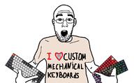 arm autism bald clothes custom_mechanical_keyboard ear flag forehead_lines forehead_wrinkles glasses hand heart holding_object i_heart i_heart_nigger i_love i_trans_heart keyboard mechanical_keyboard open_mouth pointing soyjak stubble t-shirt text tranny transgender_flag tshirt variant:shirtjak white_background // 780x485 // 143.8KB