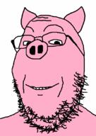 animal animated ear glasses open_mouth pig pink_skin smile soyjak stubble talking variant:gapejak // 600x850 // 26.5KB