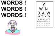 clothes eye_exam glasses letter mustache open_mouth pun purple_hair stubble text tranny variant:bernd wordswordswords ywnbaw // 1624x1080 // 278.1KB