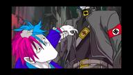 1488 animated anime arm blood blue_eyes blue_hair clothes colorful_hair ear glasses hair hand hat jojos_bizarre_adventure millions_must_die nazism pink_hair punch redraw soyjak subtitles swastika total_nigger_death tranny variant:chudjak video yellow_hair // 1920x1080, 27.9s // 3.3MB
