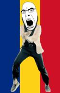 angry animated country dance flag flag:romania full_body gangnam_style glasses irl open_mouth romania soyjak stubble variant:cobson // 300x460 // 504.6KB