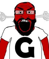 angry arm beard clothes fume g_(4chan) glasses letter open_mouth red science soyjak subvariant:science_lover technology tshirt uppercase variant:markiplier_soyjak // 800x961 // 148.5KB