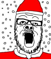 christmas coat glasses looking_up open_mouth santa santa_hat snow stubble teeth variant:a24_slowburn_soyjak // 454x520 // 10.8KB