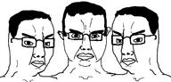 3soyjaks chudjak_brothers closed_mouth ear glasses hair soyjak subvariant:chudjak_front template variant:chudjak // 1238x592 // 88.4KB