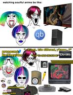angry anime anime_reviewers anime_youtubers beard bloodshot_eyes buff closed_mouth colorful_hair computer crt crying excited ftm furry glasses hand hands_up internet_archive kaiserbeamz kenny_lauderdale m_(4chan) mercuryfalcon multiple_soyjaks nostalgiafags oh_my_god_she_is_so_attractive oh_my_science open_mouth rape retro soul soyjak stretched_mouth stubble subvariant:chudjak_front subvariant:muscular_chud sunglasses television text torrent tranny variant:bernd variant:chudjak variant:excited_soyjak variant:israeli_soyjak variant:soyak vein vhs // 2040x2640 // 4.0MB