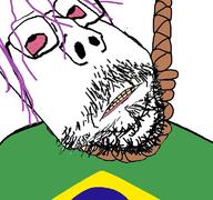 bloodshot_eyes brazil country distorted flag glasses hair hanging mustache purple_hair rope soyjak stubble suicide tranny variant:gapejak yellow_teeth // 768x719 // 398.7KB