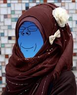 blue_skin calm closed_mouth glasses hijab islam smile soyjak subvariant:wholesome_soyjak variant:gapejak // 750x921 // 77.7KB