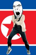 angry animated country dance flag gangnam_style glasses north_korea open_mouth soyjak stubble variant:cobson // 300x460 // 506.3KB
