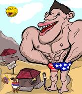 3soyjaks american_flag amerimutt black_eyes blood bloodshot_eyes blush breasts brown_hair brown_skin buff building crying cut_in_half dead desert destruction drawn_background ear enbie female fire full_body giant glasses gore hair hanging mustache open_mouth purple_hair rope serbia sign soyjak stubble subvariant:wholesome_soyjak suicide sun text tongue tranny underpants united_states variant:bernd variant:gapejak white_skin yellow_teeth // 1232x1425 // 666.8KB