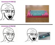 3soyjaks 4chan angry anonymous closed_mouth g_(4chan) glasses irl janny keyboard meme open_mouth soyjak stubble technology variant:soyak // 1276x1048 // 547.6KB