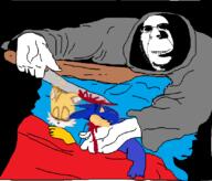 animal_abuse bed biting_lip blood closed_mouth clothes creepy evil glasses gore hoodie killer knife murder ominous sega sonic sonic_the_hedgehog soyjak stubble tails_(sonic) variant:cobson video_game // 829x706 // 61.1KB