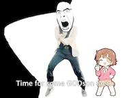 angry animated anime bbc booru dance duel gangnam_style gem glasses god he_will_always_be_a_gem honda_mio idolmaster irl music open_mouth sound soyjak soyjak_party stubble text variant:cobson video // 480x360, 39s // 7.3MB