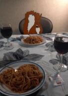alcohol angry animal arm brown_eyes chair date ear food fork glass glasses irl_background leaf looking_at_you open_mouth soyjak spaghetti squirrel table tablecloth teeth variant:feraljak wine // 1080x1514 // 1.7MB