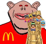 amerimutt bald brown_skin chicken_mcnugget clothes ear evil fat glove infinity_gauntlet lips mcdonalds mcnugget_buddies open_mouth red_eyes subvariant:impish_amerimutt subvariant:impish_front teeth toy variant:impish_soyak_ears // 457x439 // 169.0KB