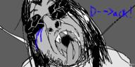 anime attack_on_titan broken_glasses crying equius_zahhak glasses grey_skin hair homestuck long_hair oekaki open_mouth sharp_teeth soyjak stubble tongue troll_(homestuck) variant:bernd // 500x250 // 52.4KB