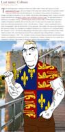 1066 1086 1087 1201 1613 1635 Treasoror William_i aryan blond buff castle clothes colony countrywar england flag flag:england_royal_banner glasses hebrew history holding_object holding_sword irl_background medieval sky stubble sword text tshirt variant:cobson vein virginia water weapon yellow_hair // 1366x2749 // 2.5MB