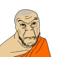 asian brown_eyes buddhism clothes fasting frown grey_hair monk robe skinny soyjak stubble variant:feraljak white_skin wrinkles yellow_teeth // 1000x1000 // 37.6KB