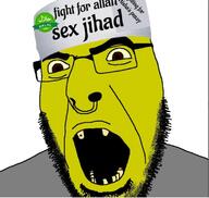 angry glasses halal islam jihad missing_teeth open_mouth sex soyjak stubble variant:cobson yellow_skin yellow_teeth // 1139x1077 // 115.2KB