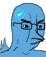 angry animal beak bird blue_skin glasses soyjak twitter twitter_checkmark variant:chudjak // 640x799 // 34.5KB
