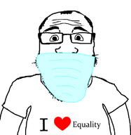 balding clothes equality facemask glasses hair heart i_love mask soyjak tshirt variant:science_lover // 800x821 // 108.8KB