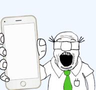 balding clothes dilbert glasses hair hand holding_object necktie open_mouth phone soyjak stubble variant:science_lover wally_(dilbert) // 1686x1573 // 427.0KB