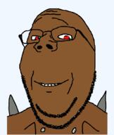 closed_mouth doom glasses imp monster red_eyes smile soyjak stubble subvariant:wholesome_soyjak variant:gapejak video_game // 615x730 // 1.7MB