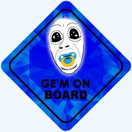baby baby_on_board blue deformed gem glasses pacifier sign soyjak transparent variant:gerald // 736x736 // 337.0KB