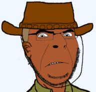angry australian brown_skin clothes ear frown glasses hat soyjak stubble variant:cobson // 600x572 // 85.5KB