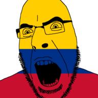 angry colombia country flag glasses open_mouth soyjak stubble variant:cobson // 721x720 // 11.2KB