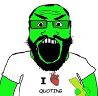 angry animated arm beard clothes glasses green green_skin hand heart holding_object i_love open_mouth smoke soyjak subvariant:science_lover text tshirt variant:markiplier_soyjak // 320x316 // 48.3KB