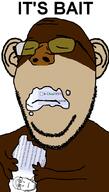 angry animal bobo_the_sharty_janny brown_eyes clothes ear glasses its_over janny monkey mustache soyjak subvariant:wholesome_soyjak suspenders text variant:gapejak // 600x1053 // 88.2KB