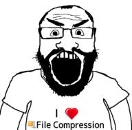 angry arm beard clothes compression glasses heart i_love soyjak text tshirt variant:science_lover // 800x789 // 54.0KB