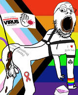 aid aids anus arm asshole flag gay glasses hand i_love leg lgbt monkeypox nsfw open_mouth penis poop soyjak stubble text tranny variant:gapejak worm // 705x853 // 384.5KB