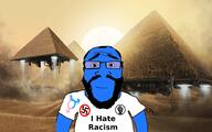 anti_racism balding beard black_skin blm calm closed_mouth clothes glasses i_hate nazi pyramids science smile soyjak space swastika tranny trans_rights tshirt variant:science_lover // 1920x1200 // 1.9MB