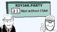 2soyjaks child_sexual_abuse_material closed_mouth clothes glass hand happy sign soyjak soyjak_party stubble suit thumbs_up tuxedo variant:feraljak variant:gapejak wine // 800x450 // 36.2KB