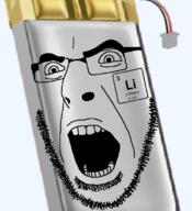 angry battery chemistry element glasses lithium objectsoy open_mouth soyjak stubble text variant:cobson // 721x789 // 128.2KB