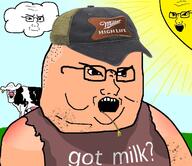 4soyjaks angry animal cap closed_mouth clothes cloud concerned cow drawn_background fat glasses hat open_mouth soyjak stubble sun variant:classic_soyjak white_skin // 1284x1109 // 387.5KB
