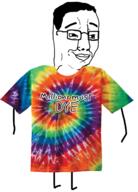 arm chud closed_mouth clothes colorful foot full_body glasses hair hand happy happy_chud leg millions_must_die smile soyjak text tie_dye tshirt variant:chudjak // 1188x1651 // 1.4MB