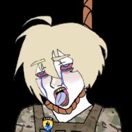 azov_battalion bloodshot_eyes blue_eyes camouflage clothes crying hair hanging military open_mouth rope soyjak suicide twinkjak variant:twinkjak yellow_hair // 802x802 // 352.4KB