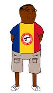 brown_skin closed_eyes closed_mouth clothes country flag full_body glasses hair merge pol_(4chan) romania shorts smile soyjak subvariant:wholesome_soyjak swastika text tshirt variant:chudjak variant:gapejak // 580x1020 // 54.2KB