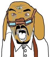 3eyes clothes crying doctor_strange dog frog glasses janny mustache open_mouth pepe soyjak suspenders variant:unknown // 880x984 // 192.5KB