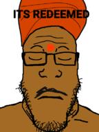 bindi brown_skin closed_eyes closed_mouth disappointed india indian its_over mustache sad soyjak stubble text turban variant:markiplier_soyjak // 600x800 // 56.2KB