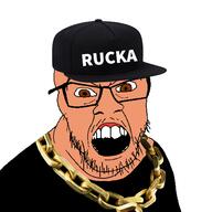 angry brown_eyes cap chain clothes glasses hat open_mouth rucka_rucka_ali soyjak stubble variant:feraljak white_skin // 1500x1500 // 772.7KB