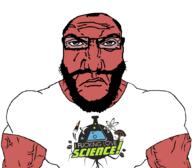 angry beard buff glasses i_fucking_love_science muscles muscular_male punisher_face red_skin soyjak subvariant:science_lover text variant:markiplier_soyjak // 1059x929 // 150.2KB